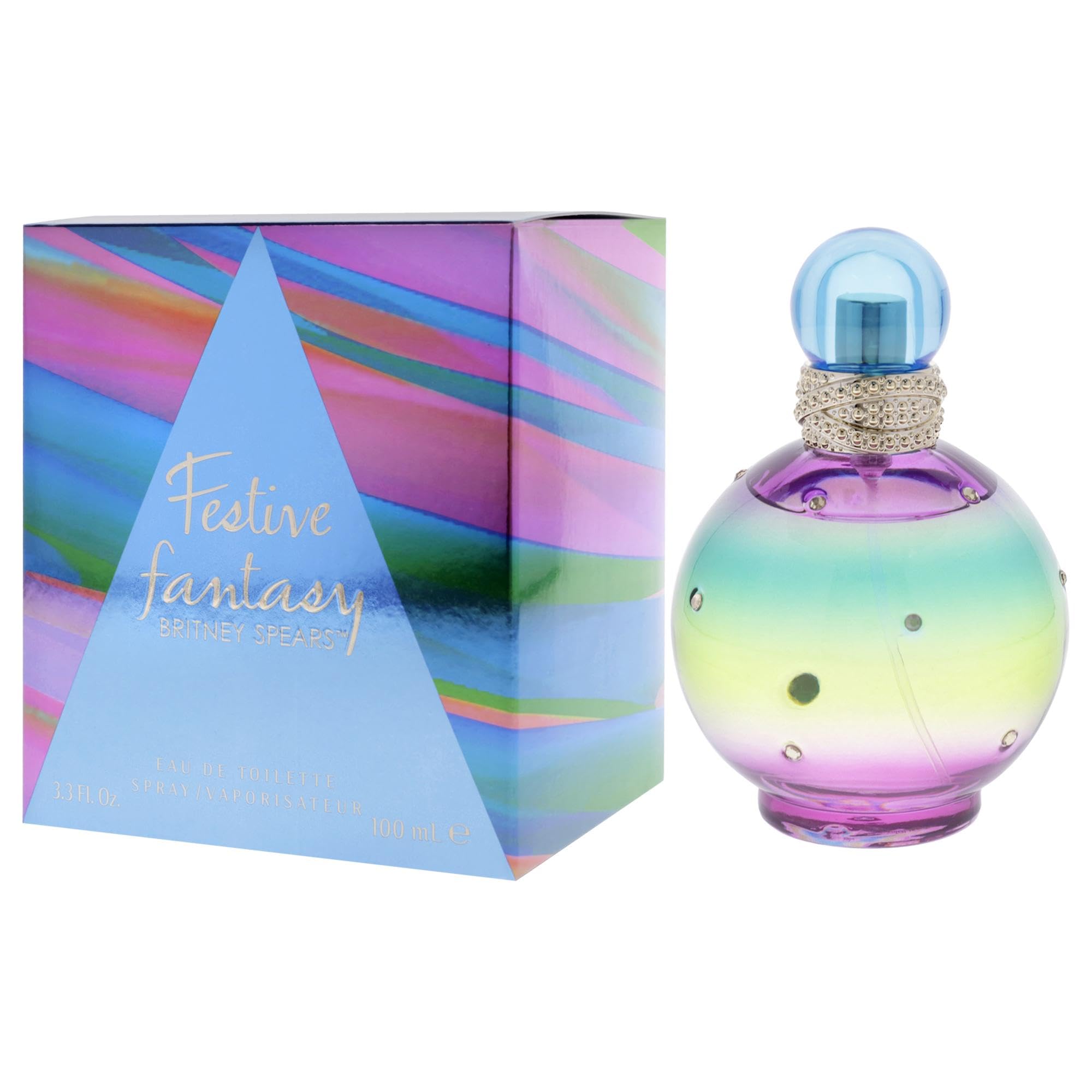 Britney Spears Festive Fantasy EDT lifestyle shot suggests confident evening wear.