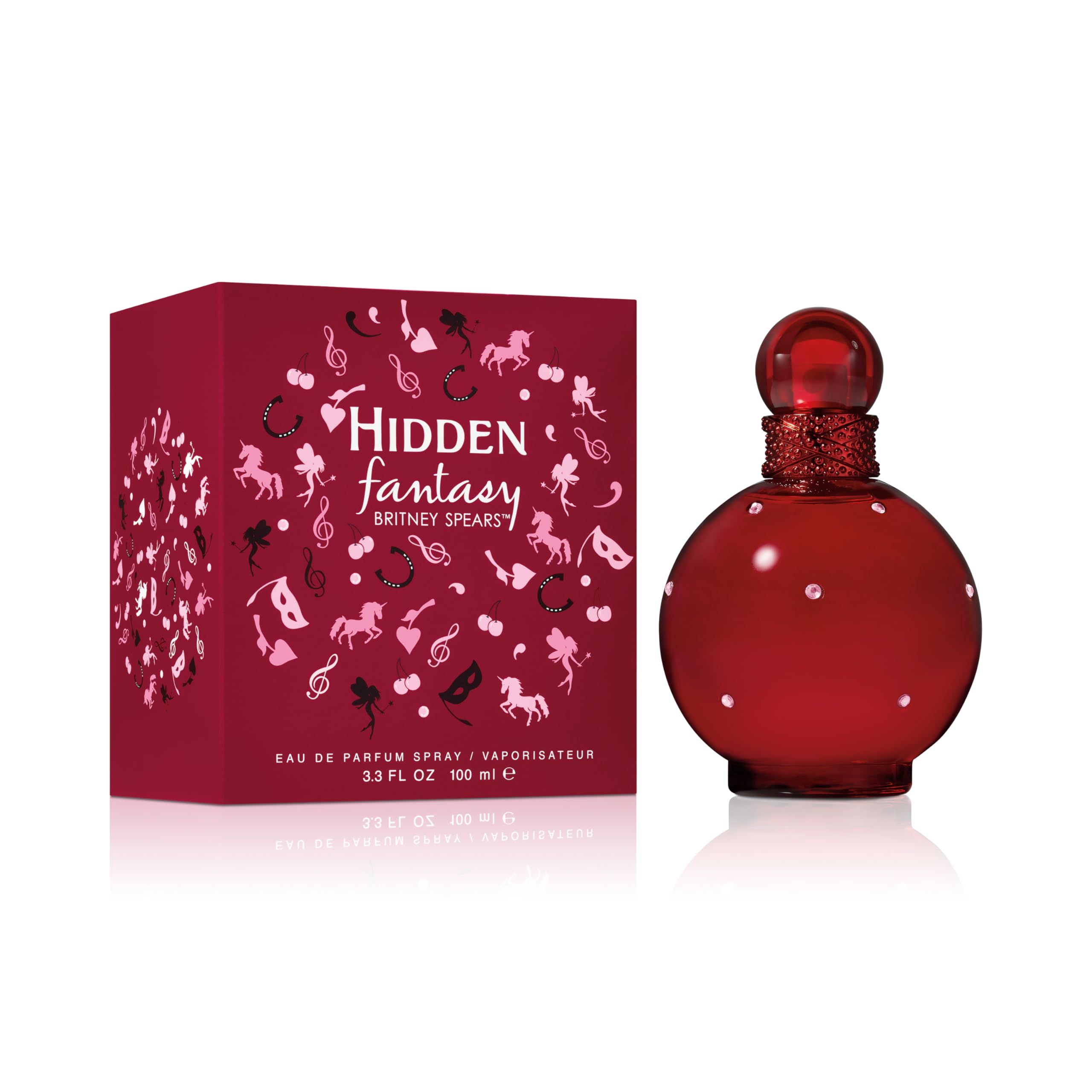Britney Spears Hidden Fantasy EDP bottle-cap close-up signals luxury appeal.