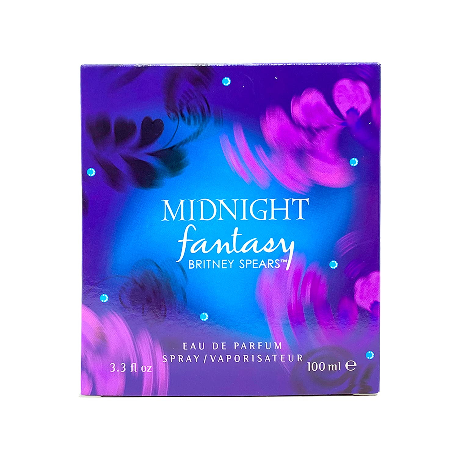 Britney Spears Midnight Fantasy bottle front view, ideal for elegant evening wear.