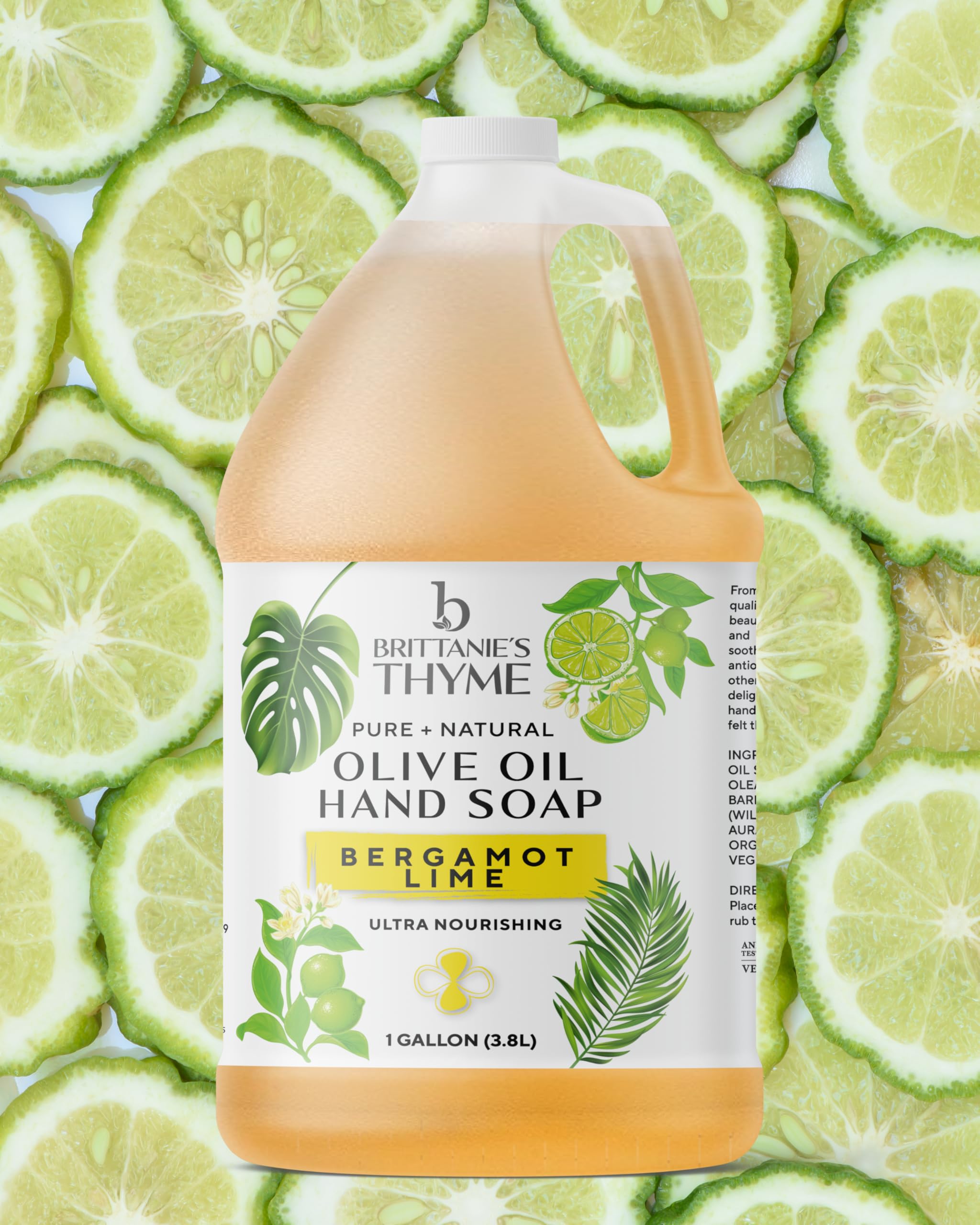 Brittanie's Thyme bergamot-lime dish soap bubbles on clean dishes.