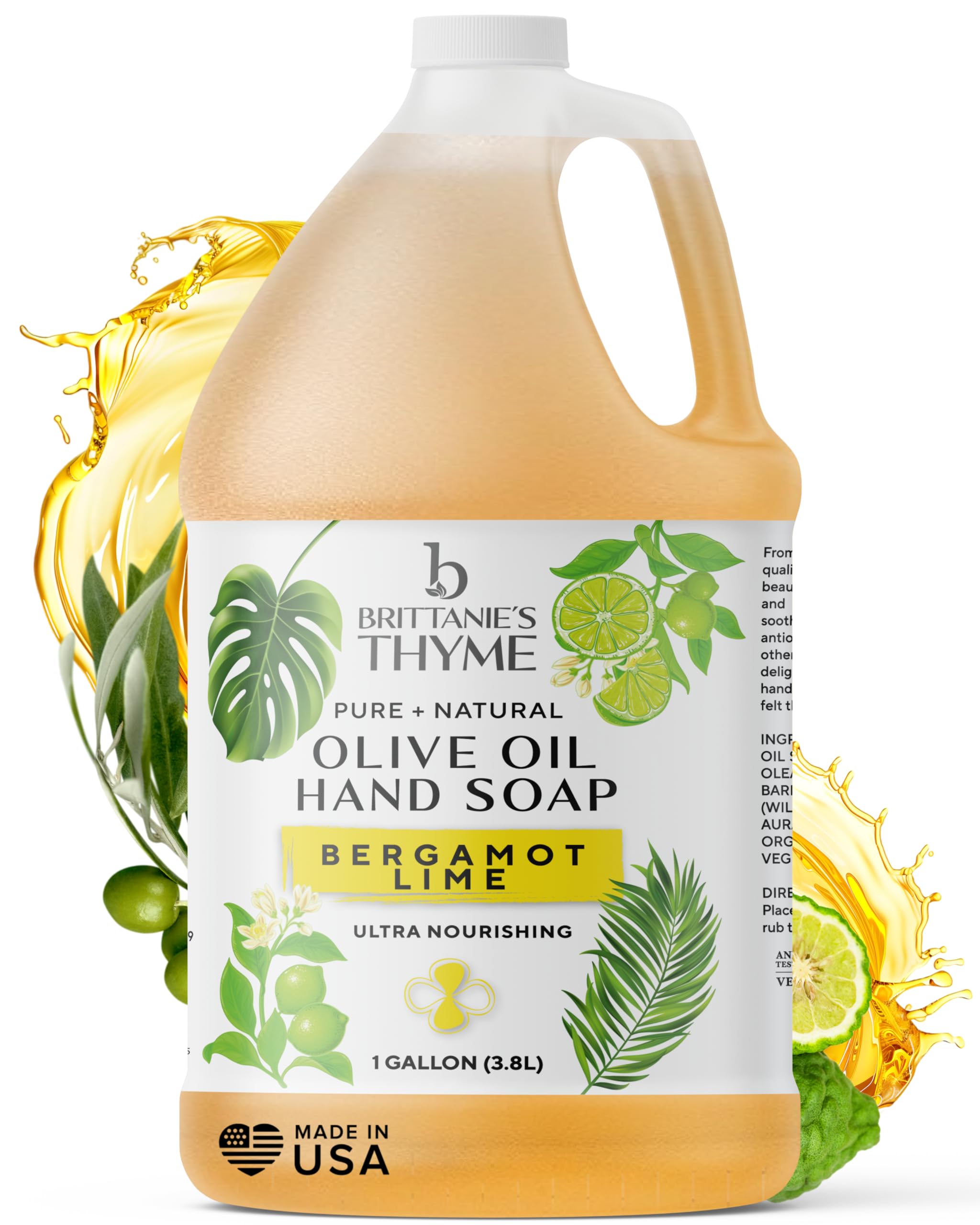 Brittanie's Thyme bergamot-lime bottle pouring for a refreshing daily wash ritual.