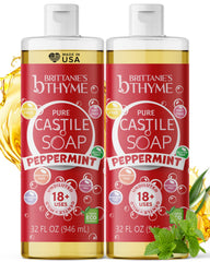 Brittanie's Thyme peppermint castile soap two-pack bottles for versatile body and home cleaning