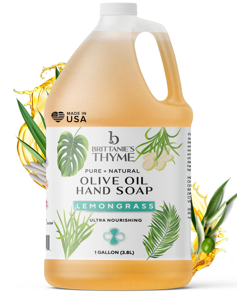 Brittanie's Thyme Pure Castile Soap Lemongrass bottle pour for multipurpose cleaning