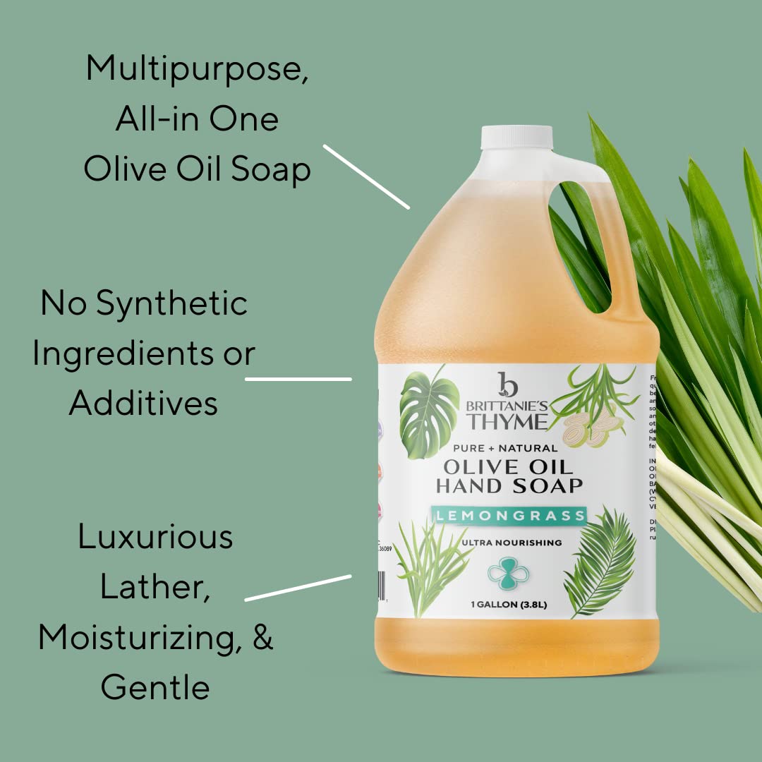 Brittanie's Thyme Pure Castile Soap Lemongrass dish soap for kitchen cleanup