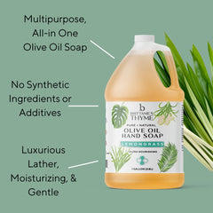 Brittanie's Thyme Pure Castile Soap Lemongrass dish soap for kitchen cleanup
