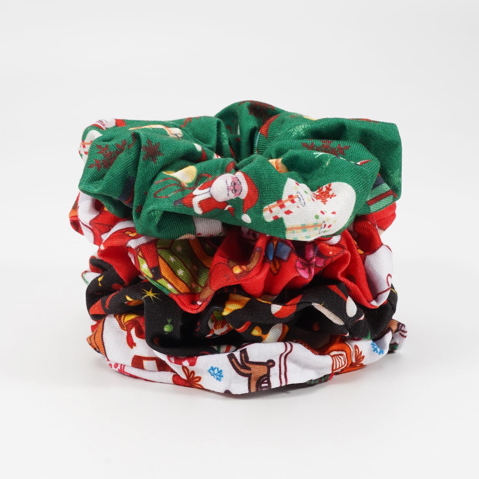 Briutn Christmas scrunchies red Santa-patterns adds playful holiday vibe to buns and ponytails