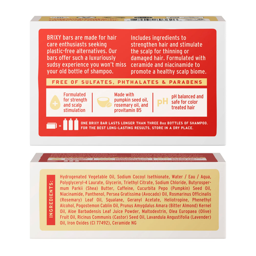 BRIXY Strengthening Shampoo Bar vegan and cruelty-free formula.