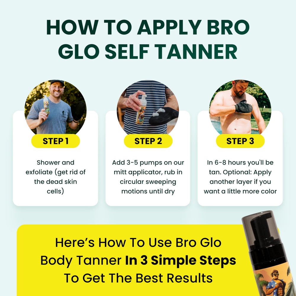 Bro Glo self tanner no-orange result for natural bronzing.