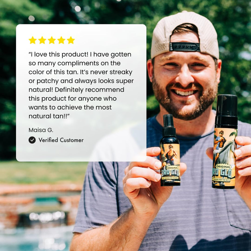 Bro Glo self tanner no-stains formula helps clothes stay stain-free.