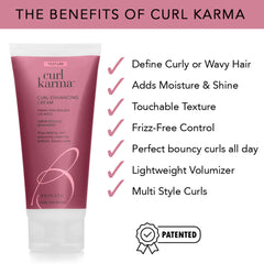 Brocato Curl Karma finish adds soft shine and frizz control for waves