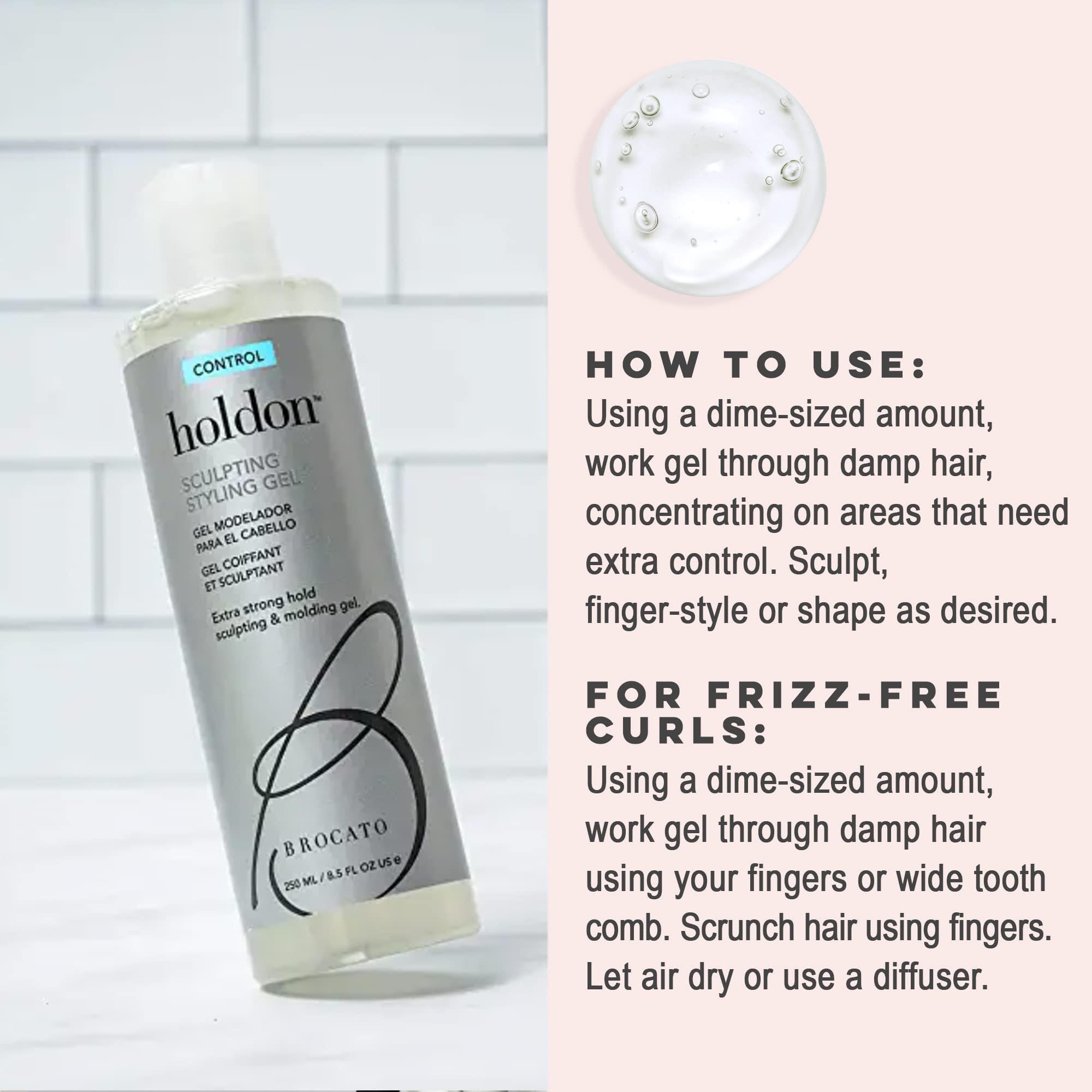 Brocato Holdon styling close-up demonstrates shine, volume, and manageability