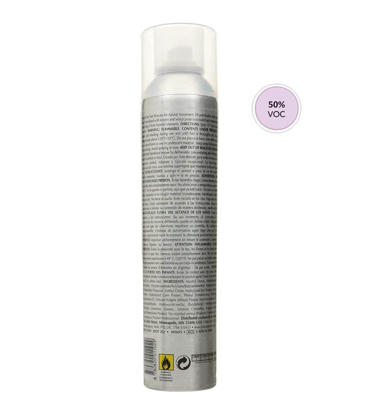 Brocato Moveable Hold spray mist demonstrates quick-drying, light-to-medium hold.