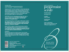 Brocato Peppermint Scrub Purifying Shampoo bottle-side showcases 32 oz size for easy, ongoing routine use.