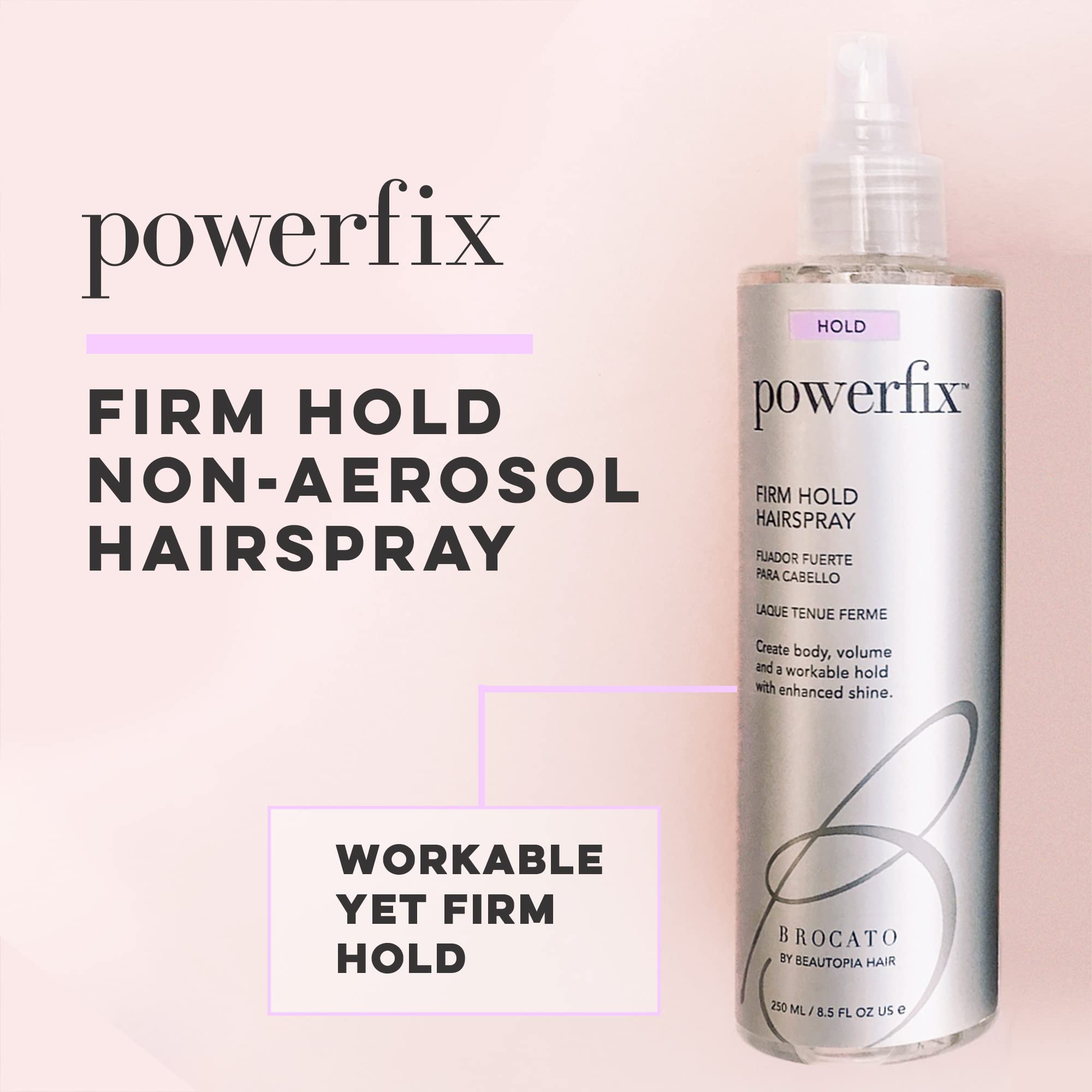 Brocato Powerfix spray-dispense nozzle enables precise application for quick styling