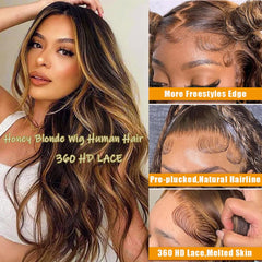 Brofiri honey blonde ombre close-up highlights texture and color transition.