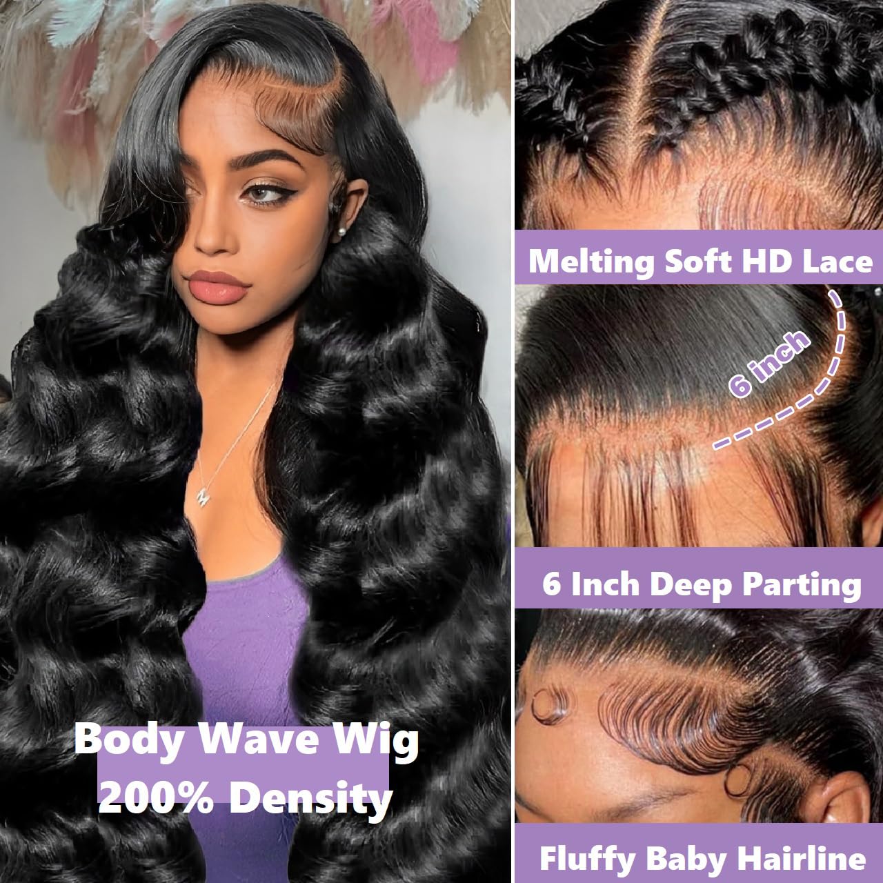 Brofoe 32in lace front wig back view highlights length and movement.