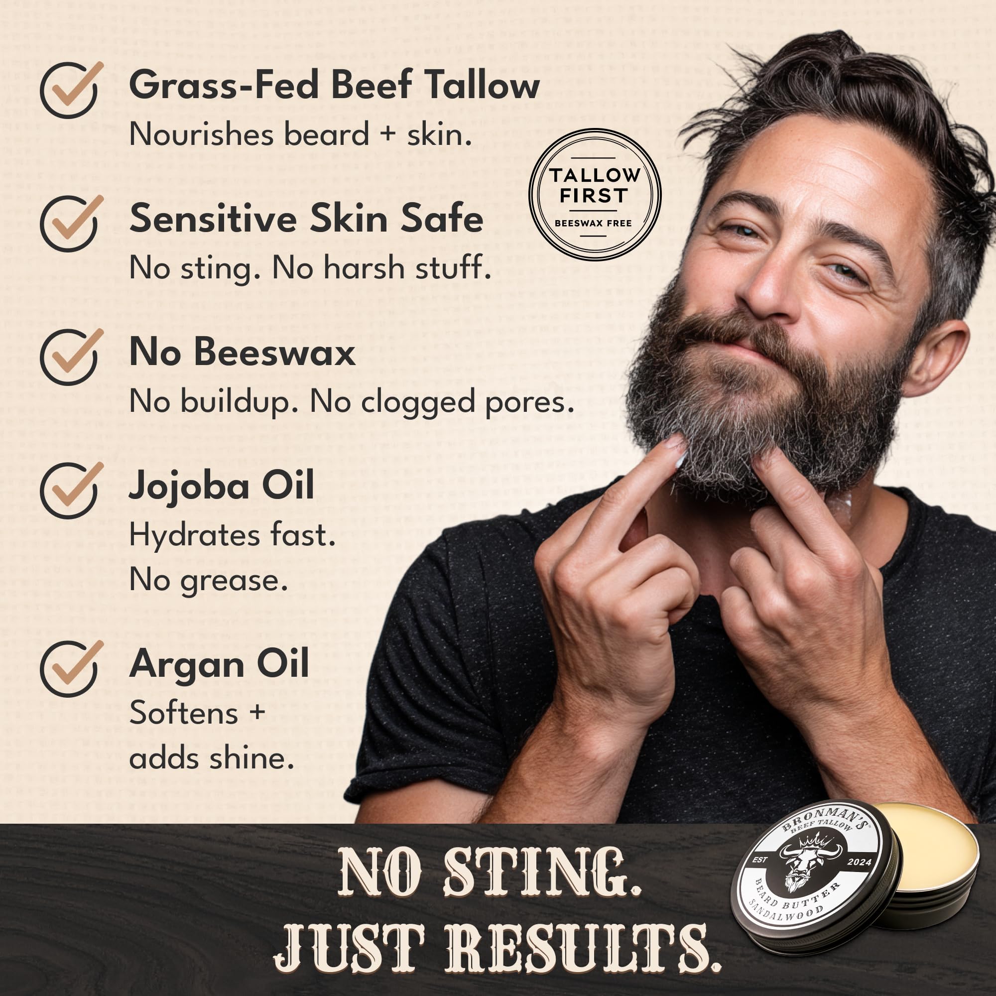 Bronmans bald head moisturized with beard butter shows smooth, non-greasy finish