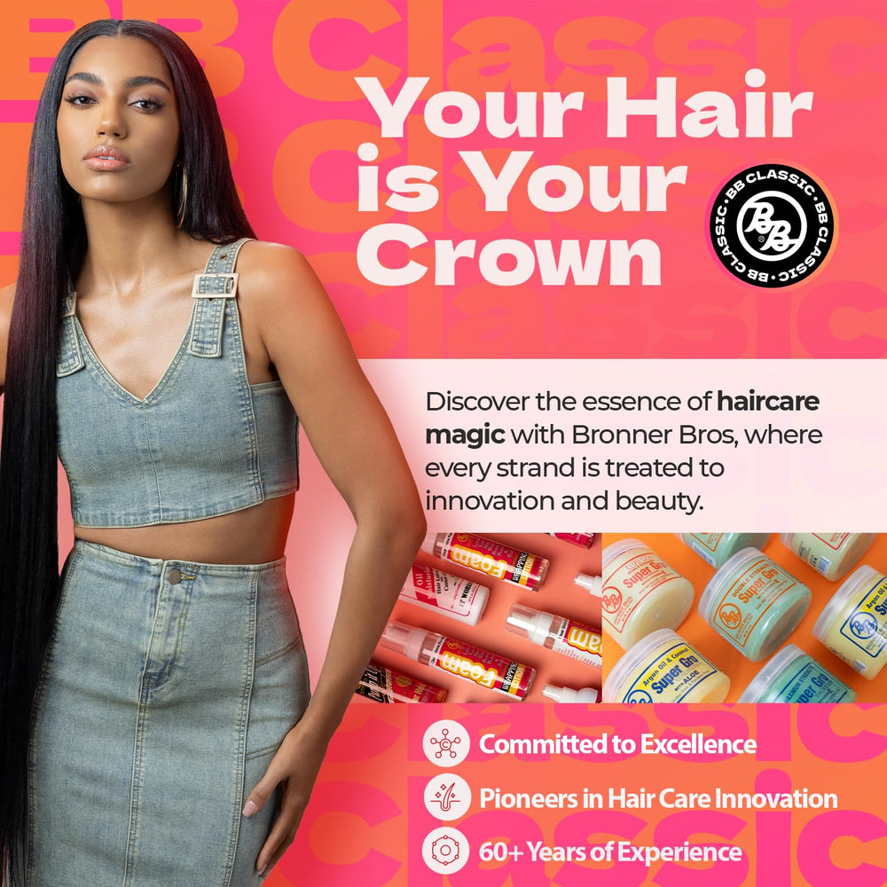 Bronner Bros B&B Super Gro 6 oz packaging for travel and routine conditioning