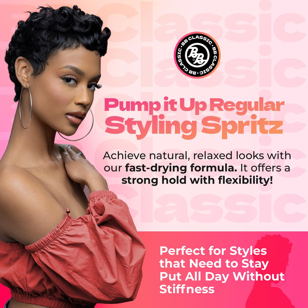 Bronner Bros Pump It Up Spritz final hair finish for versatile styles