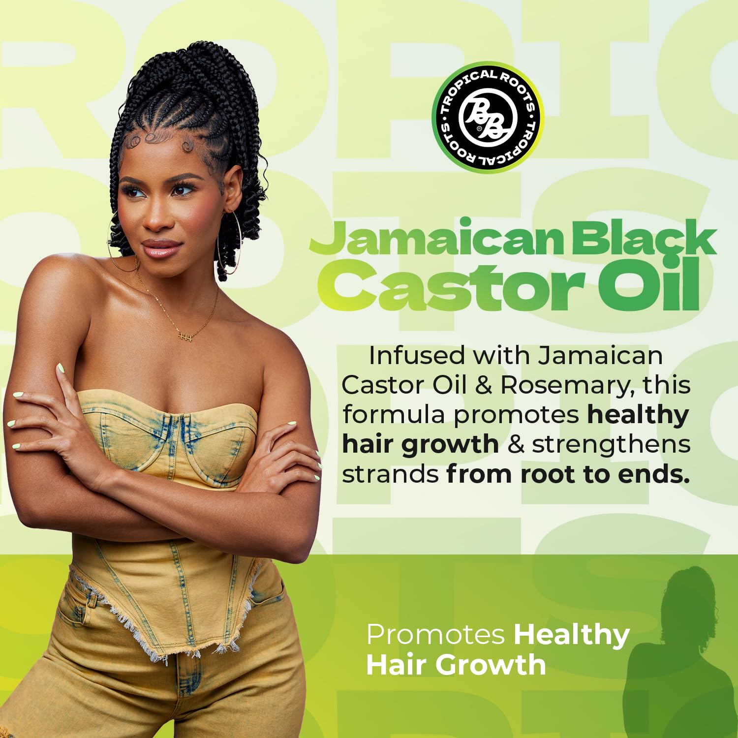 Bronner Bros Tropical Roots Aceite Negro Ricino Romero, aplicación fácil para cabello rizado.
