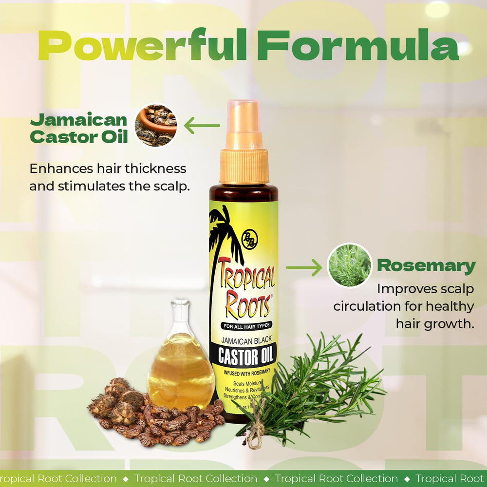 Bronner Bros Tropical Roots Aplicación en cabello, cuidado diario para fortalecimiento.