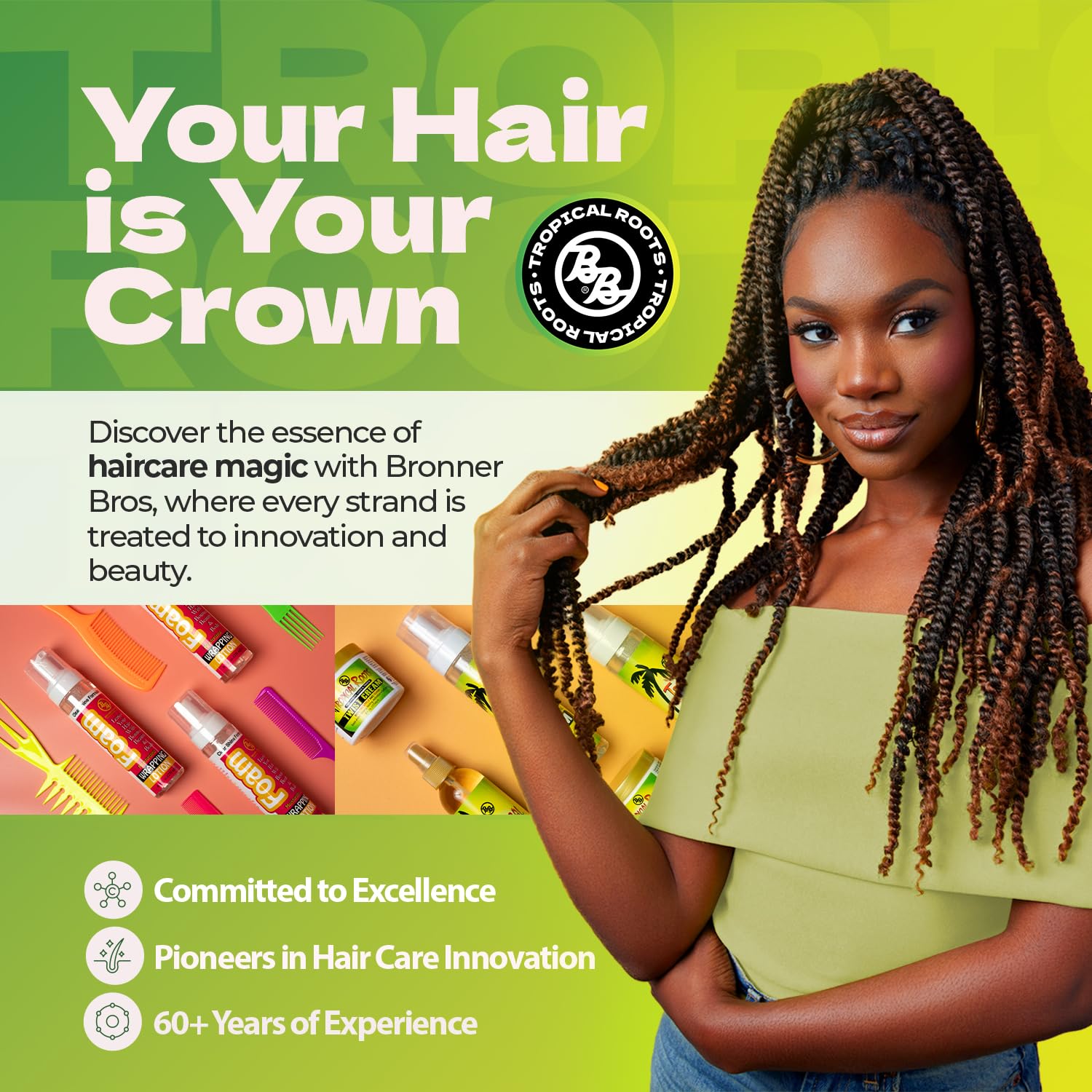 Bronner Bros Tropical Roots Twist Cream label closeup no artificial color
