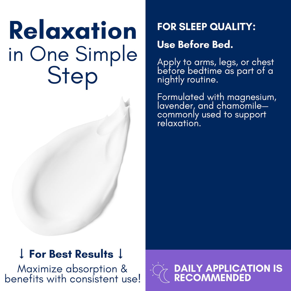 Brookethorne Naturals Nighttime Magnesium Lotion teen use arms legs calm after a long day.