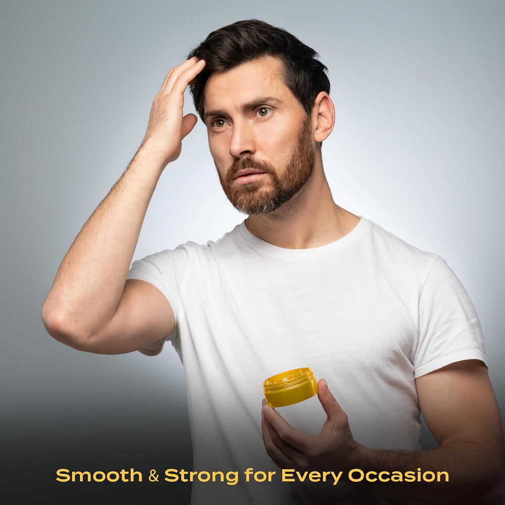 BROSH Original Pomade hair styling look: extra firm hold, medium gloss