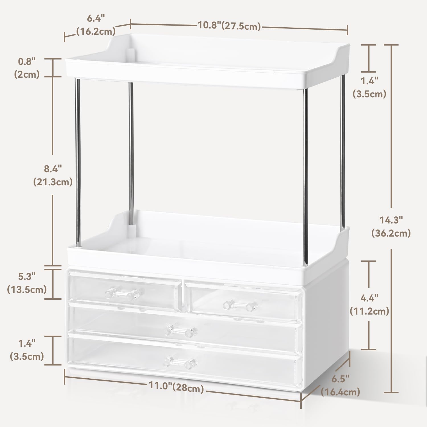 Brothersbox makeup organizer neatly displays cosmetics and perfumes.