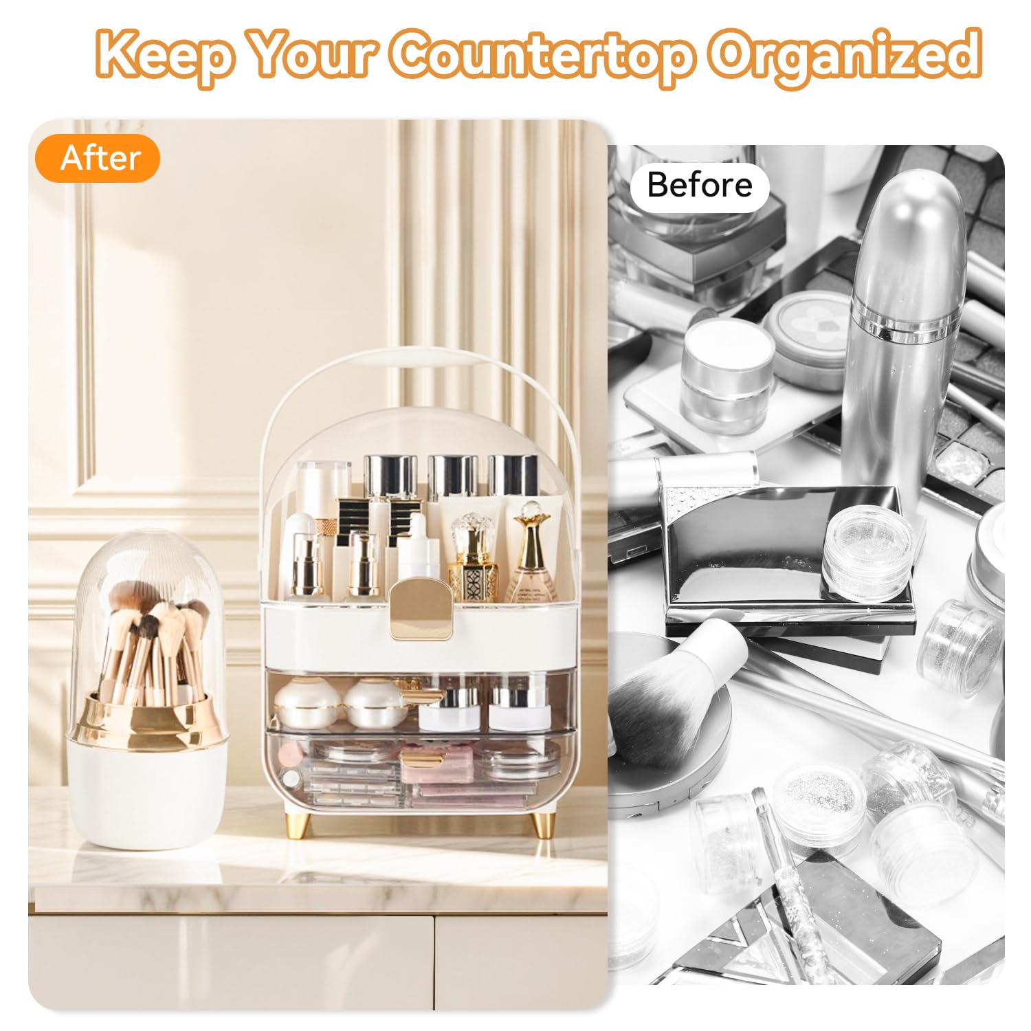 Brothersbox makeup organizer open drawers revealing ample storage space.