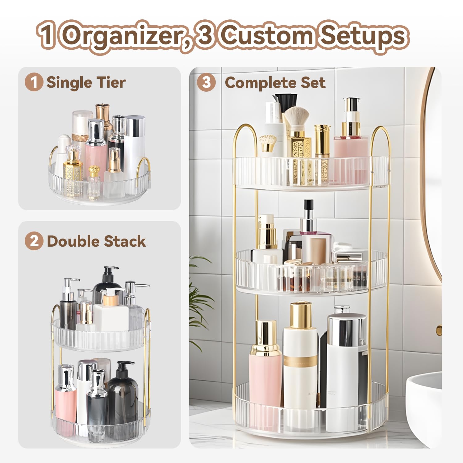 Brothersbox space-saving rotation organizer fits compact countertops and dresser tops