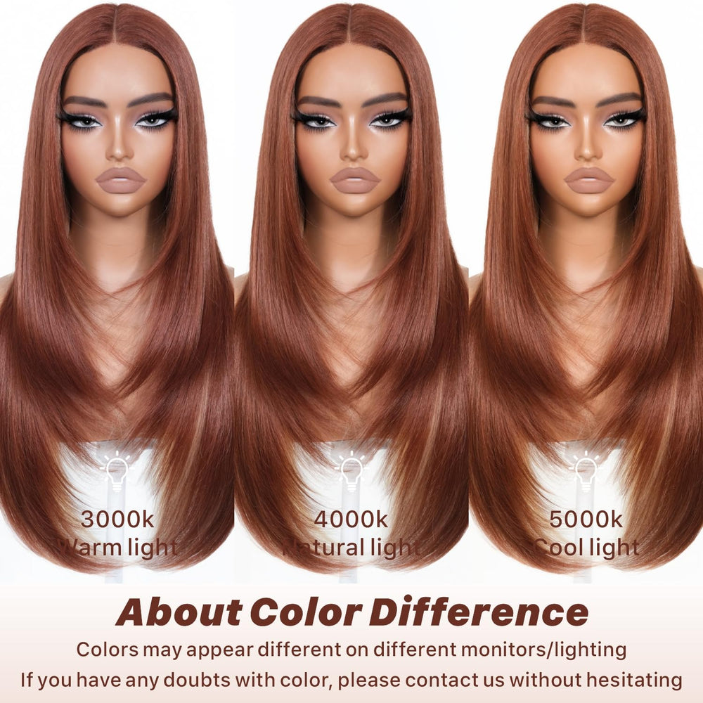 BrownBomb Cooper Blond wig ginger highlights close-up with vibrant color variety.