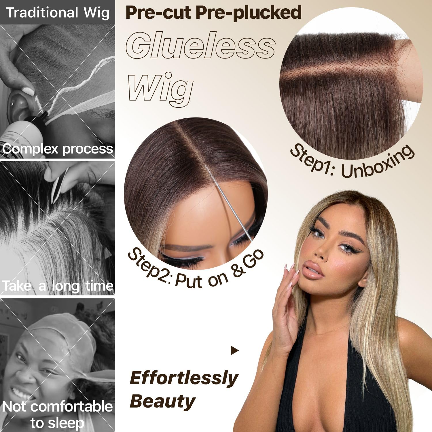 BrownBomb Ombre gradient color wig emphasizes natural layered look