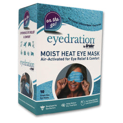 Bruder air-activated eye steam mask box front shows compact packaging for on-the-go comfort