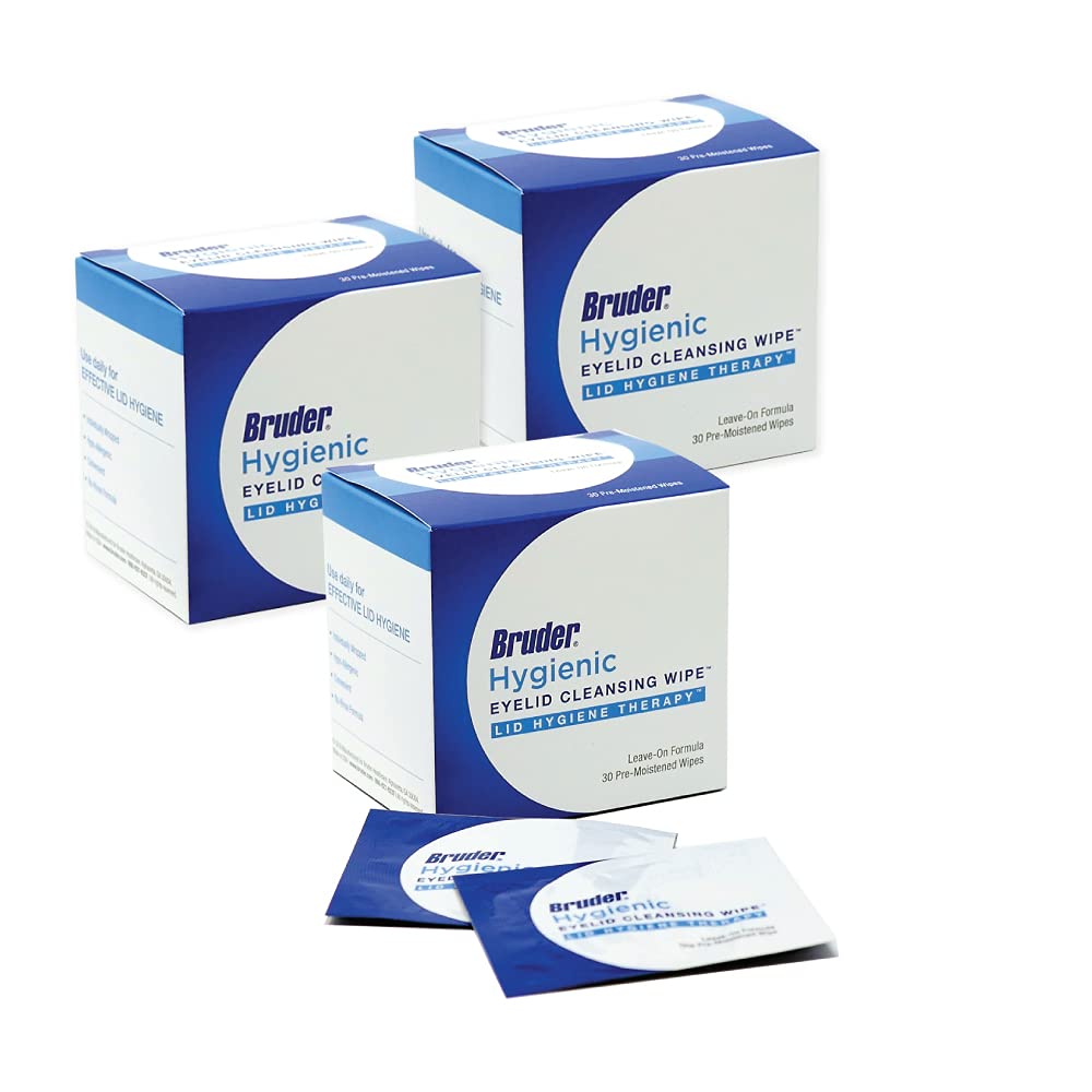 Bruder eyelid cleansing wipes box front view, 30-count pack for daily eye hygiene