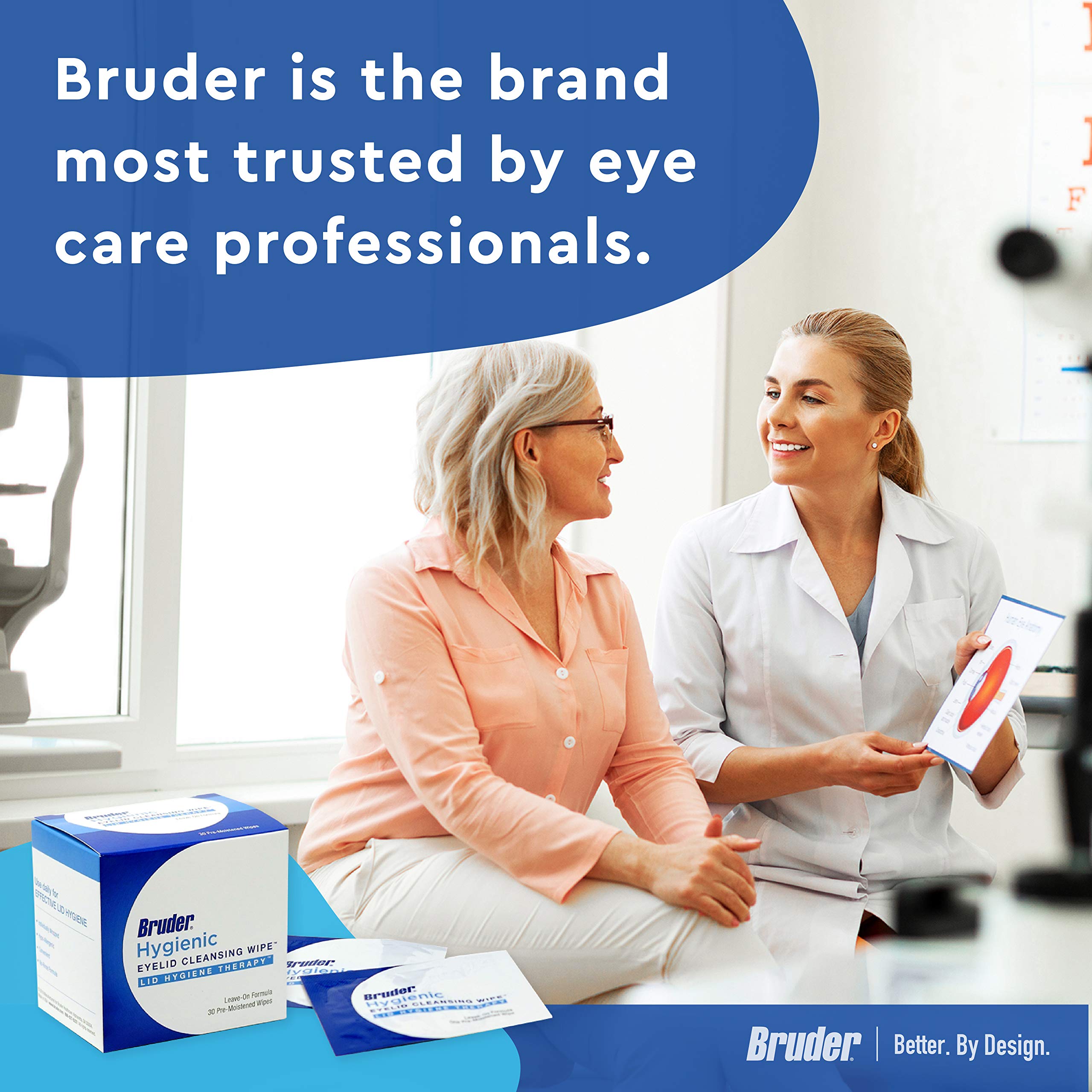 Bruder eyelid cleansing wipe in use for lid cleansing