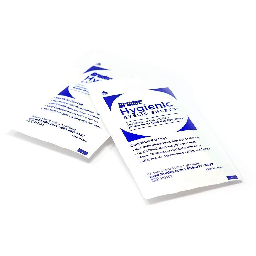Bruder Hygienic Eyelid Sheets close-up shows clean surface for oil and debris removal from lashes.