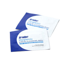 Bruder eyelid wipes in use with gentle exfoliation near lashes.