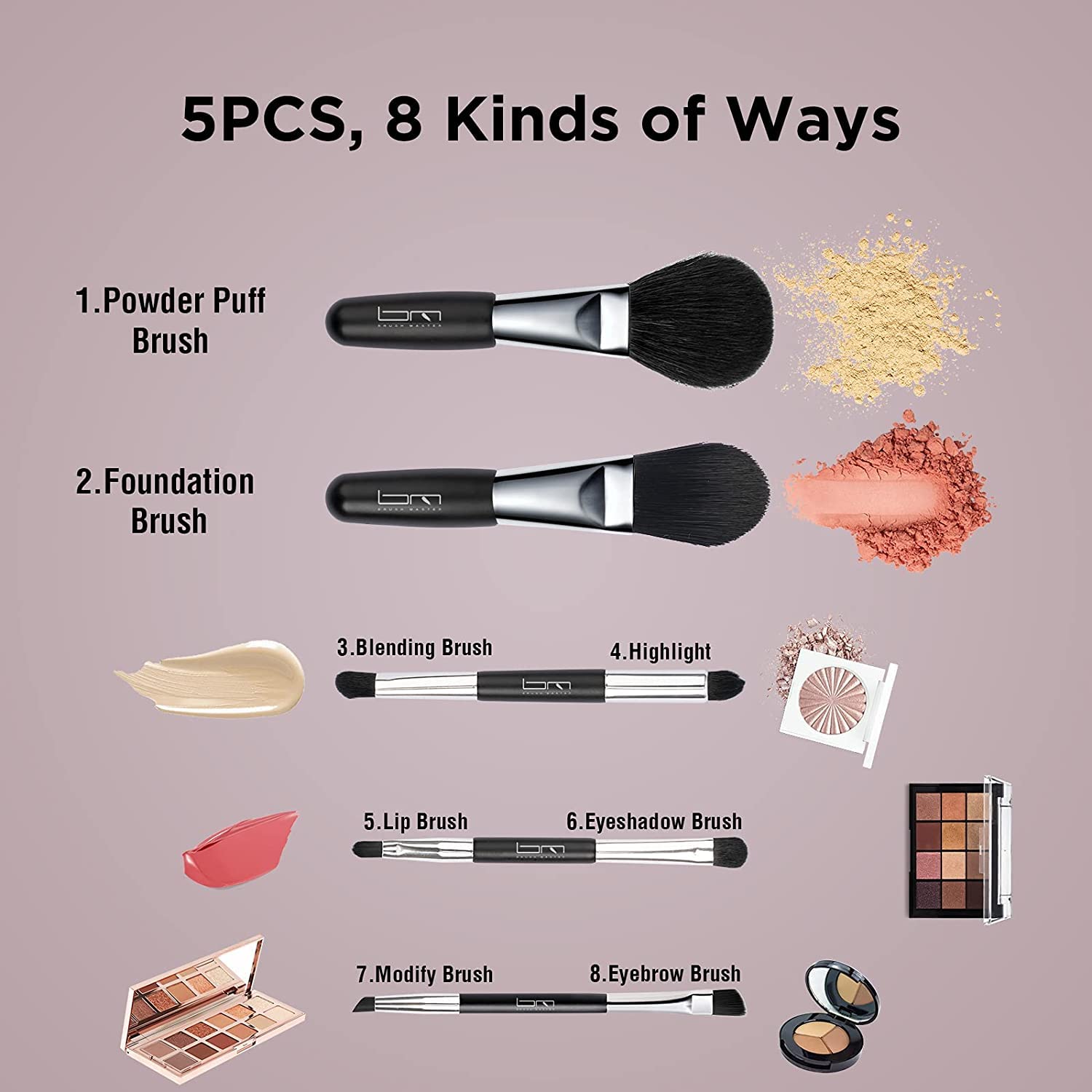 Brush Master soft synthetic bristles blending for smooth, precise makeup application.