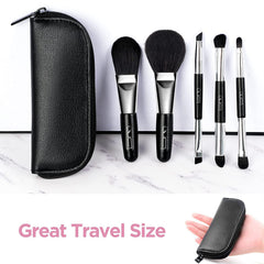 Brush Master travel brush set pouch showcases included PU leather case for easy storage.