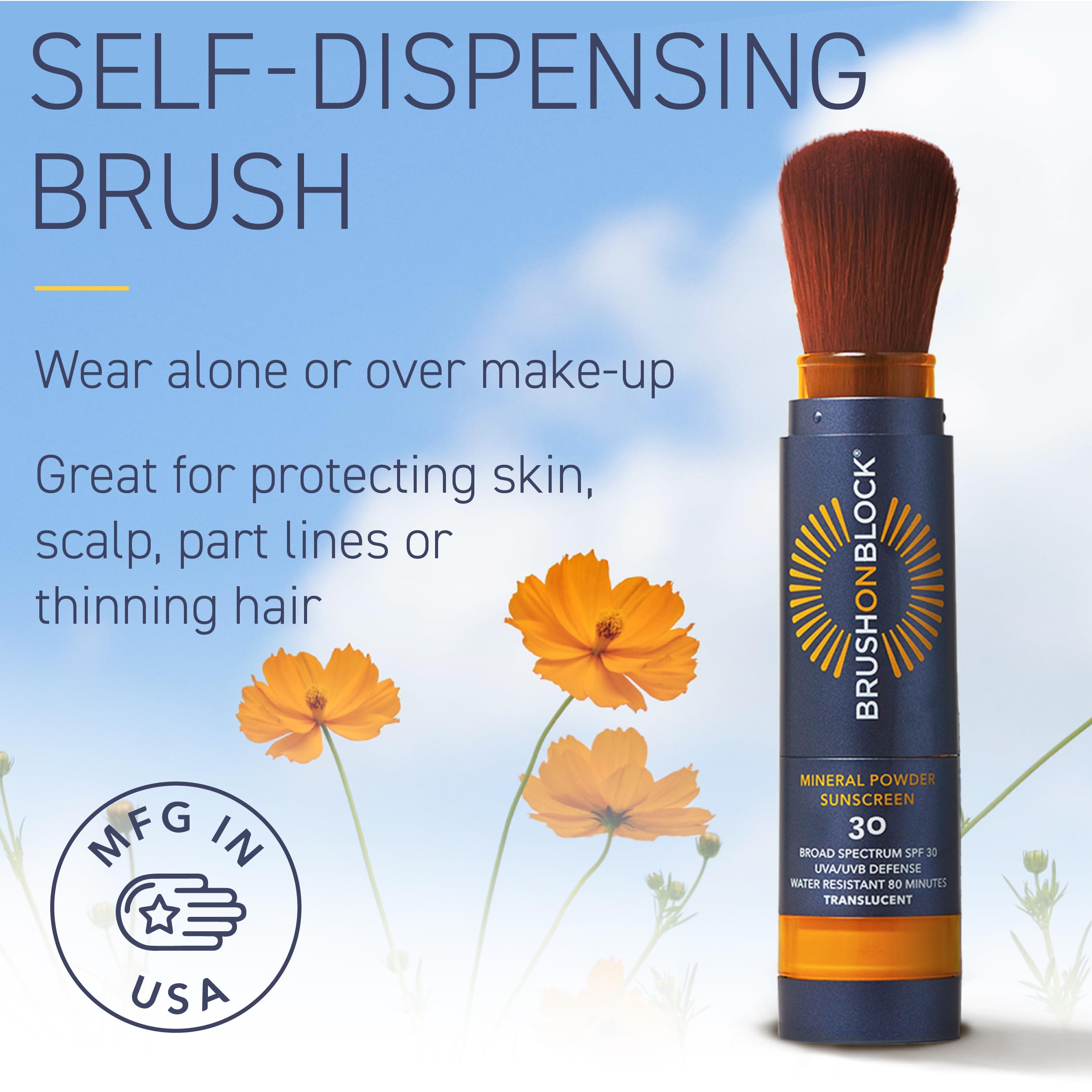 Brush On Block SPF 30 can be reapplied over makeup for convenient protection.