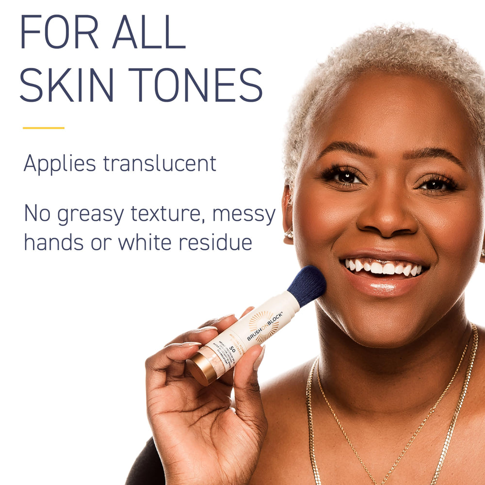 Brush On Block translucent finish blends with any skin tone seamlessly.