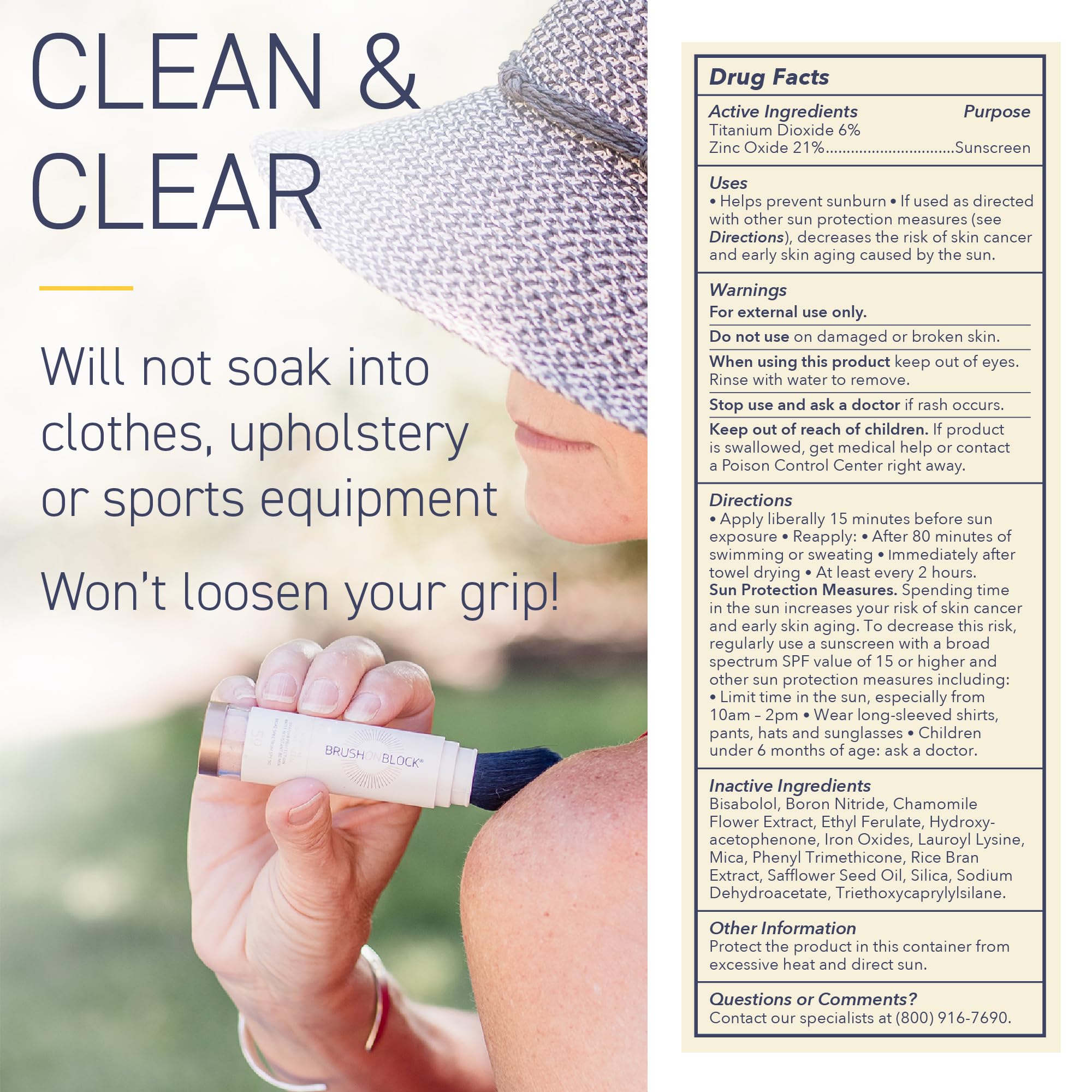 Brush On Block vegan cruelty-free label signals an ethical sunscreen choice.