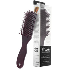 Brush With The Best maroon detangler brush hair-tangles demonstrates smooth knot release across hair types.