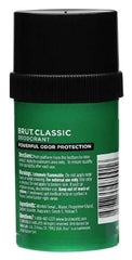 Brut deodorant round solid 66ml close-up label suggests long-lasting freshness.