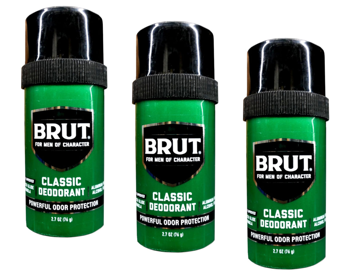 Brut deodorant 3pack packaging showing daily freshness