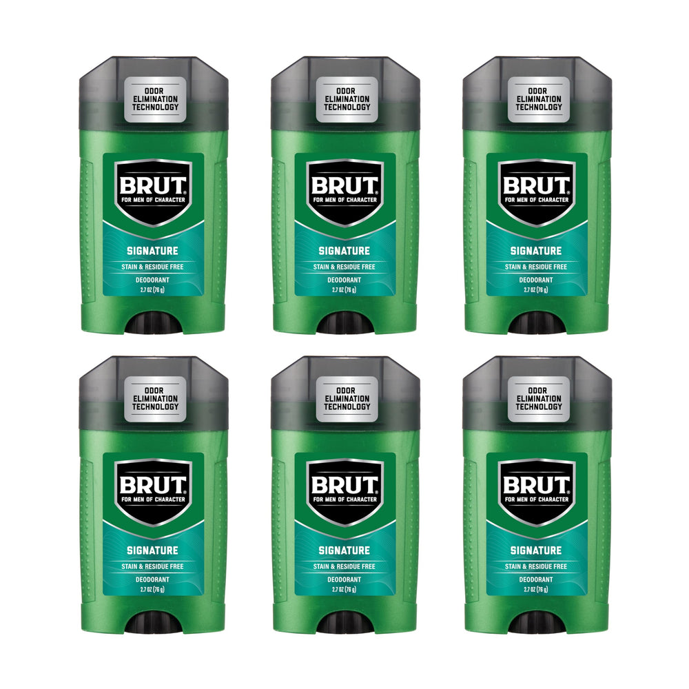 Brut Deodorant Signature bottle with dial provides 24-hour odor protection.