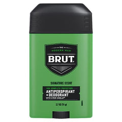 Brut Deodorant Signature packaging highlights the six-pack value.