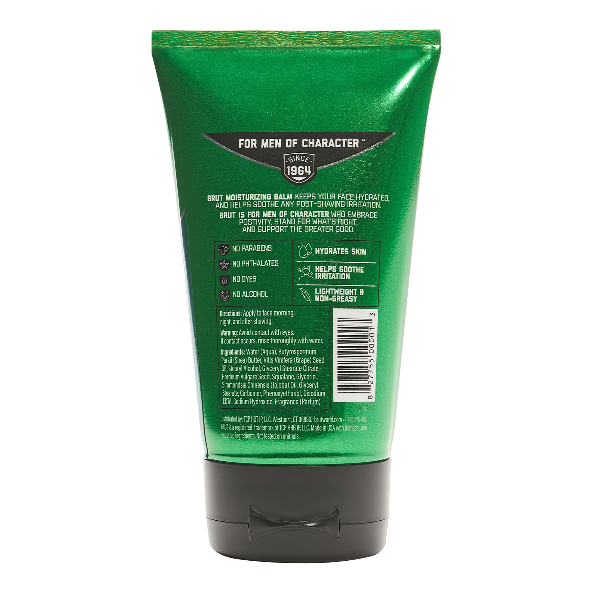 Brut packaging 3.5 oz shows portable size for travel-friendly moisturization