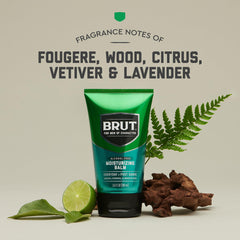 Brut Moisturizing Balm texture closeup highlights a smooth, grease-free finish for post-shave skin